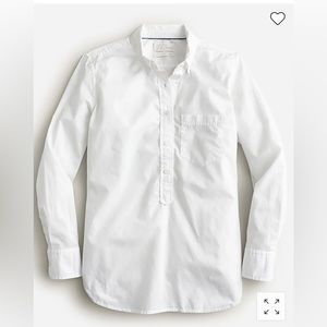 J Crew white Button Down Shirt Classic-fit washed cotton poplin popover